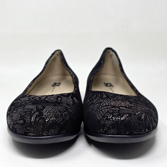 SAS Womens Scenic Floral Ballet Flats Black Suede Made In USA Sz 10 N Pre-owned - Picture 8 of 11
